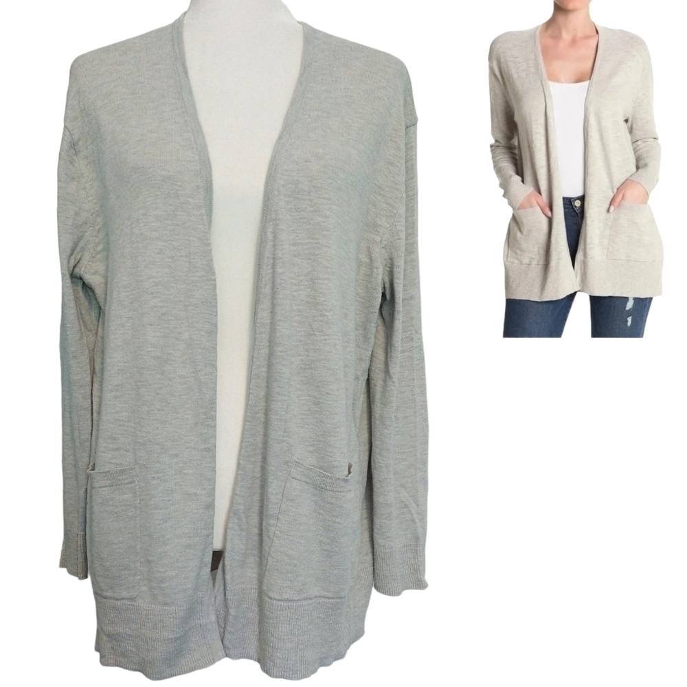 Madewell Open Front Pocketed Slub Heather Gray Lightweight Cardigan M2235